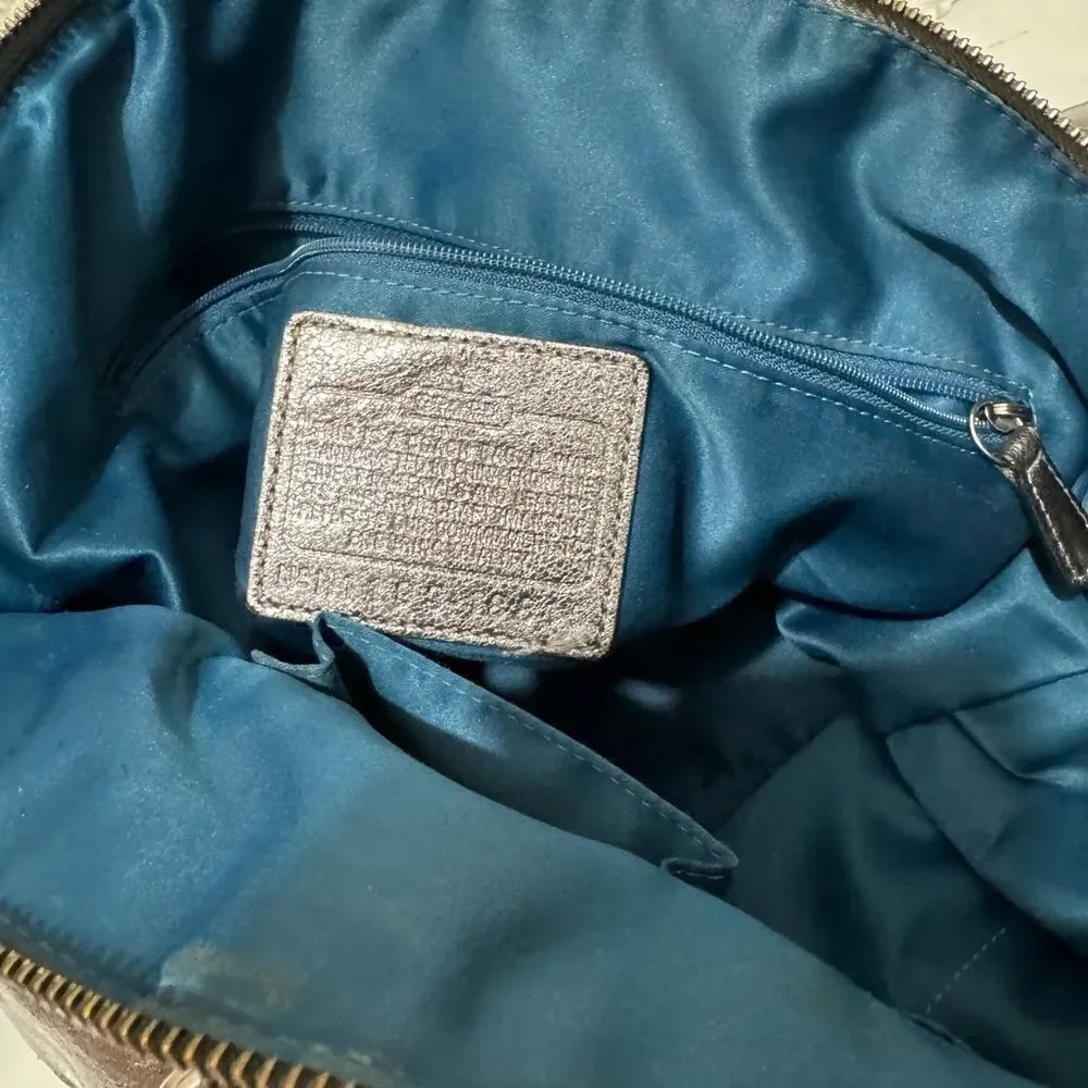 Coach 18815 Madison Pewter Metallic Leather  Hobo Bag  zipper closure - Picture 2 of 12